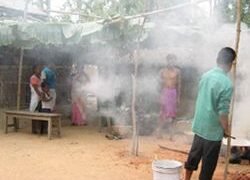 A village community feast under preparation