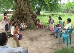 CML representatives discussing with women members of the community at Belhuri village
